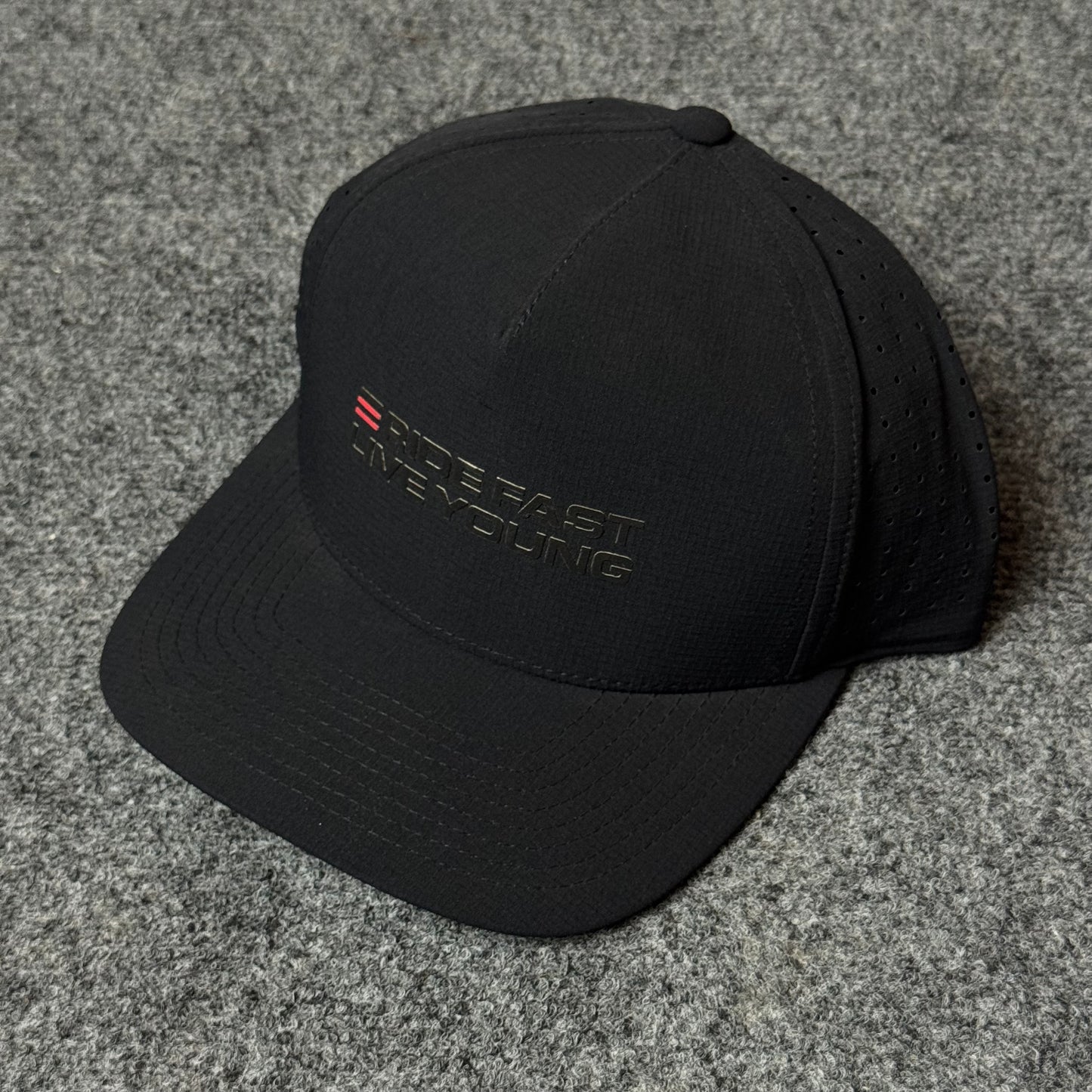 Black "Ride Fast Live Young" Performance Cap