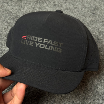 Black "Ride Fast Live Young" Performance Cap