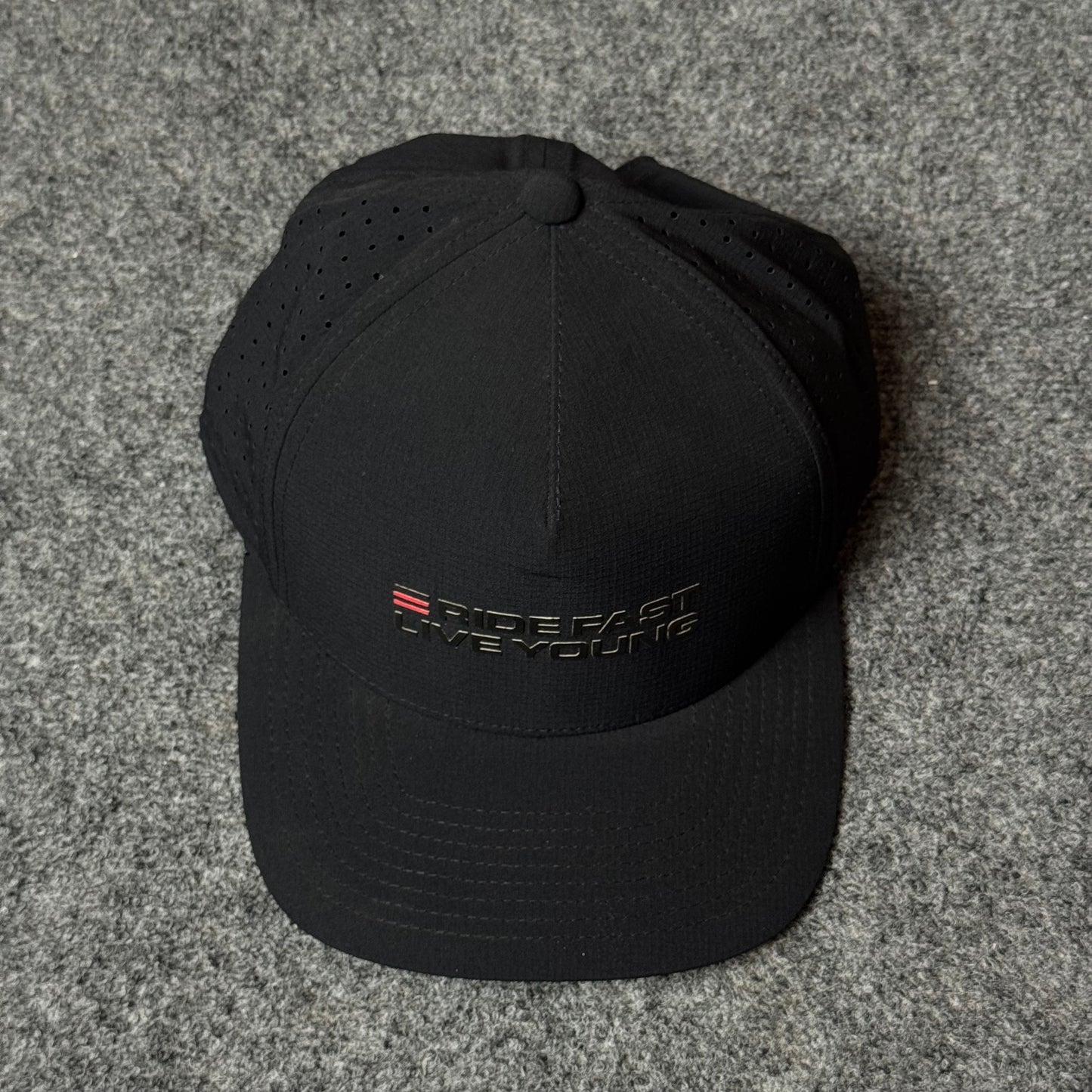 Black "Ride Fast Live Young" Performance Cap