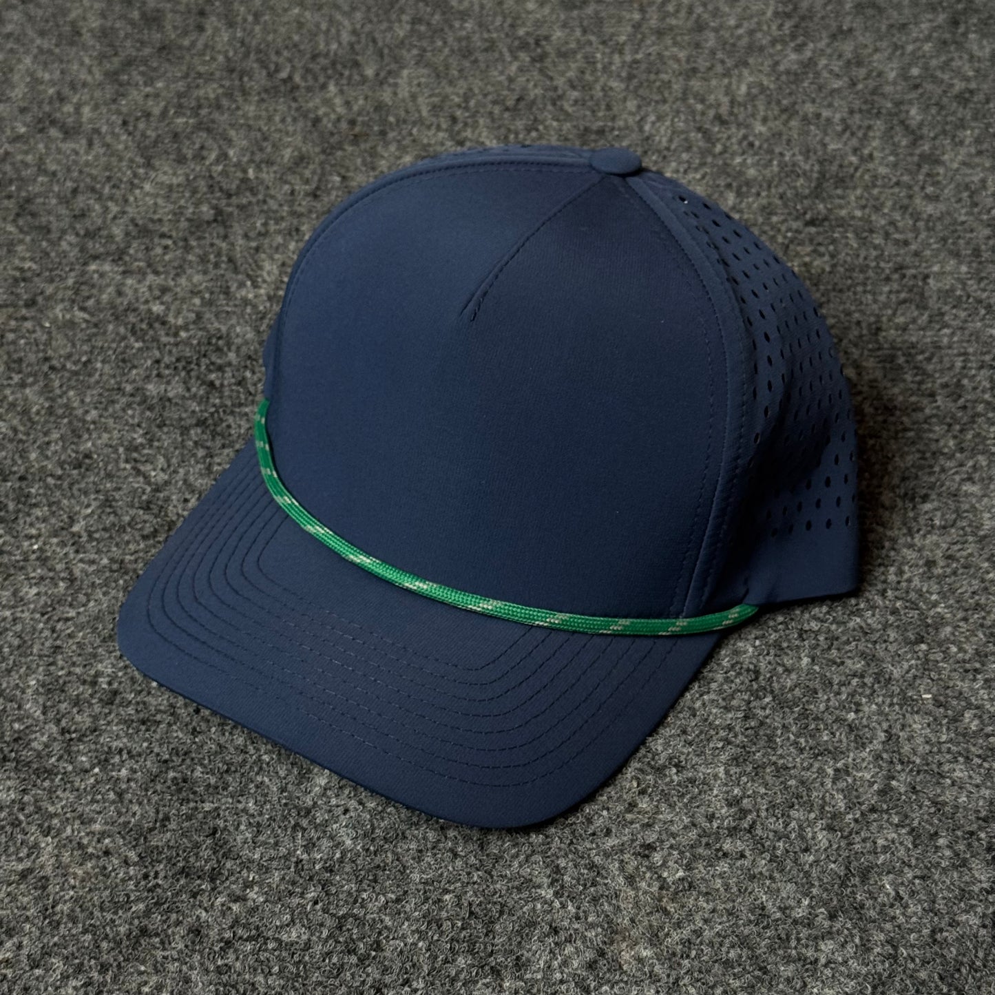 Navy Blue and Green Rope Performance Cap
