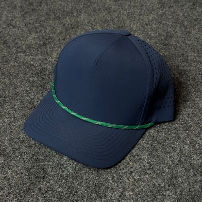 Navy Blue and Green Rope Performance Cap