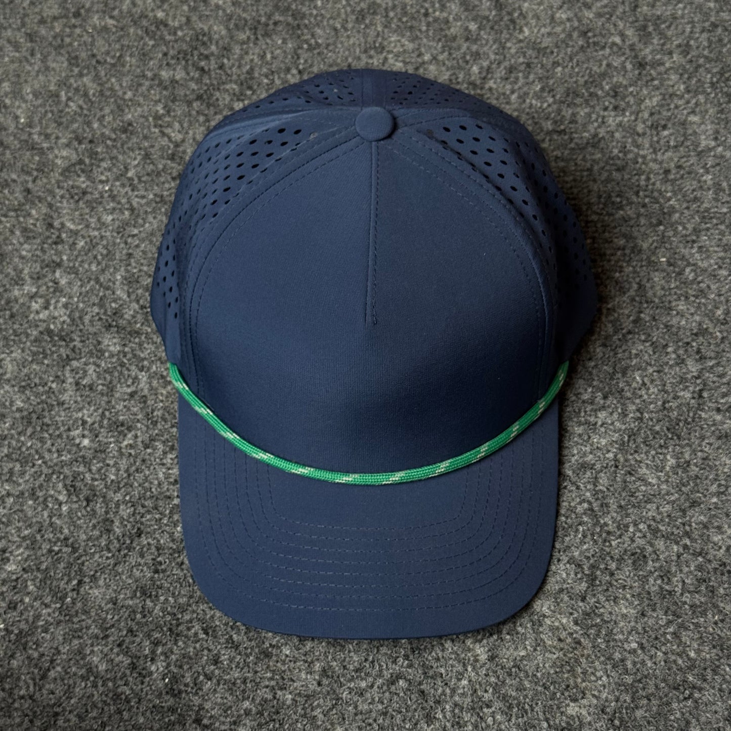 Navy Blue and Green Rope Performance Cap