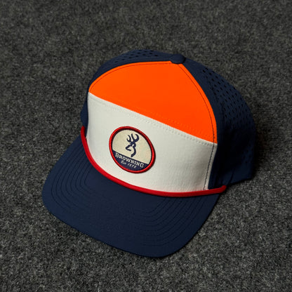 Navy, Orange, and White Browning Performance Rope Cap
