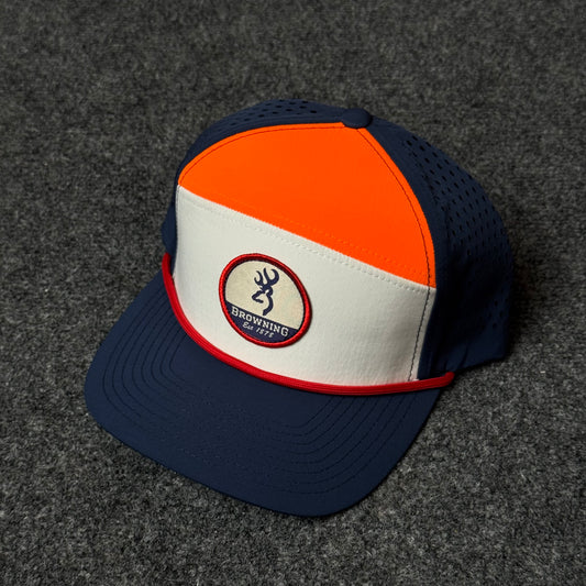 Navy, Orange, and White Browning Performance Rope Cap
