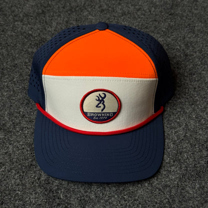 Navy, Orange, and White Browning Performance Rope Cap