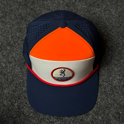 Navy, Orange, and White Browning Performance Rope Cap