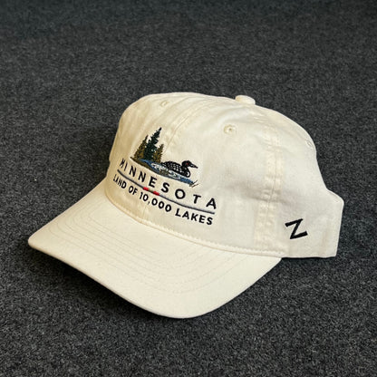 Unstructured Dad Cap – Cream “Minnesota • Land of 10,000 Lakes”