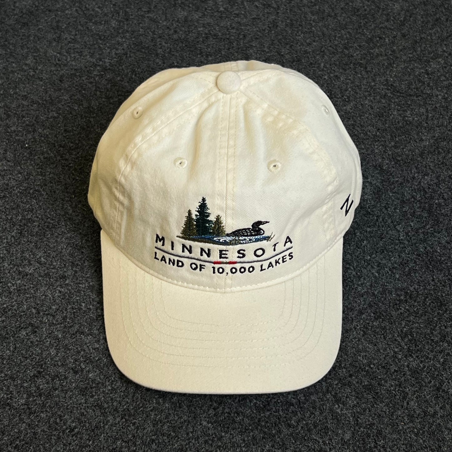 Unstructured Dad Cap – Cream “Minnesota • Land of 10,000 Lakes”