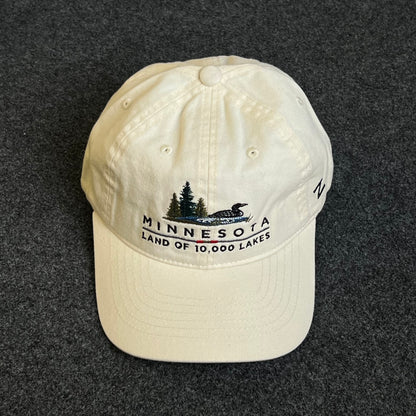 Unstructured Dad Cap – Cream “Minnesota • Land of 10,000 Lakes”