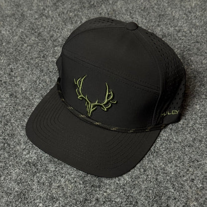 Muley Freak PRO Logo Rope Flatty Cap (in the Black/Green colorway)