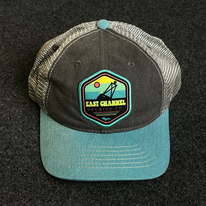 Mesh Trucker Cap – Charcoal, Teal & Khaki Mesh (“Lake Charles, Louisiana” Patch)