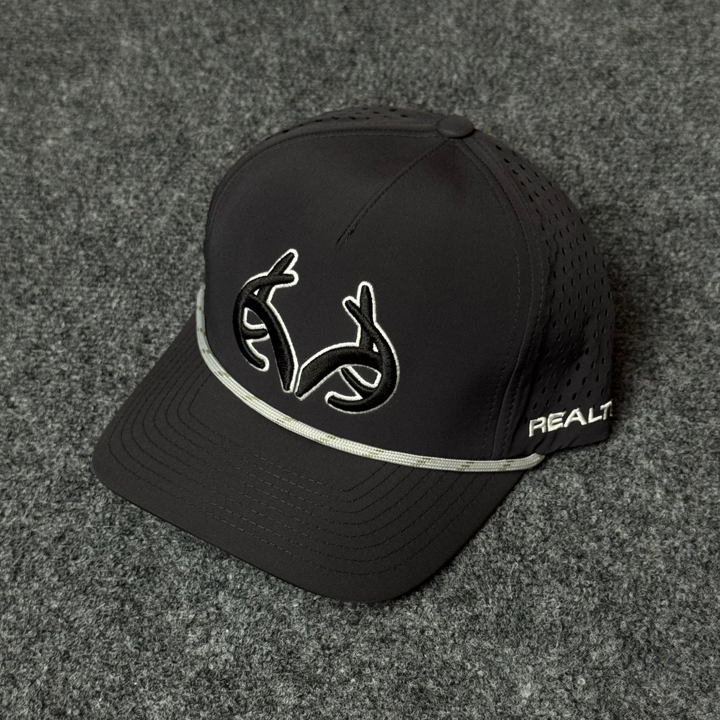 Black and White Realtree Antler Performance Rope Cap