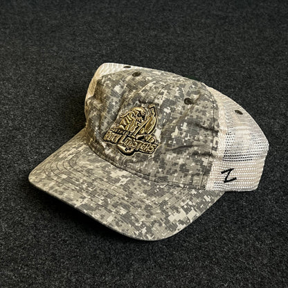 Mesh Trucker Cap – Digital Camo & Khaki Mesh (“Fort Sill” Crest)