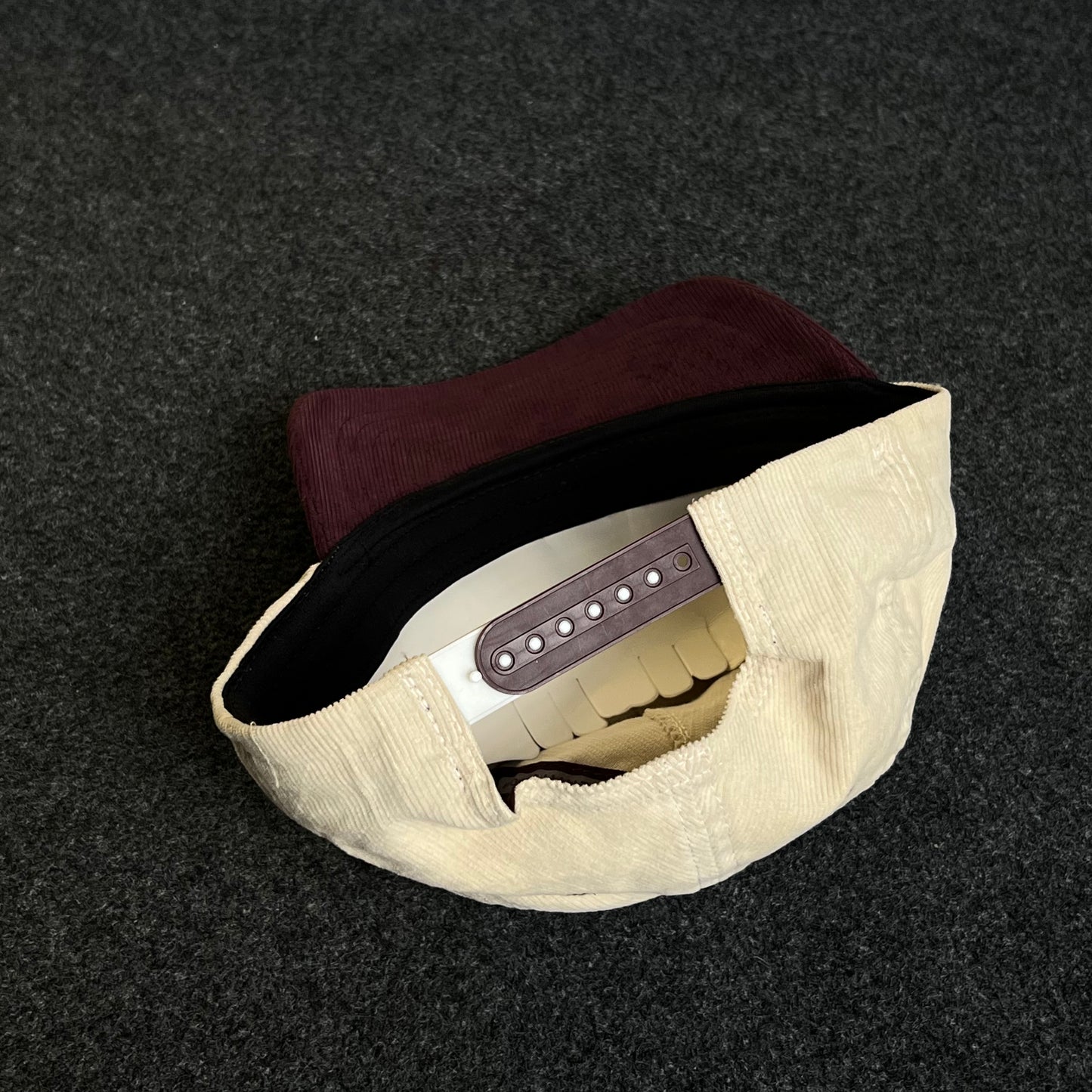 Unstructured Dad Cap – Cream & Maroon “Minnesota” (Script + Boat)