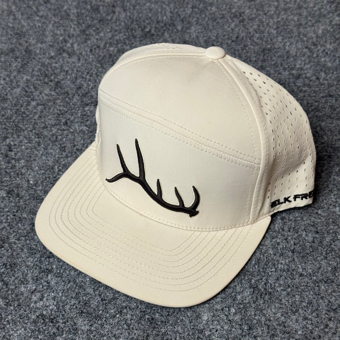 Cream and Black Single Antler Performance Cap