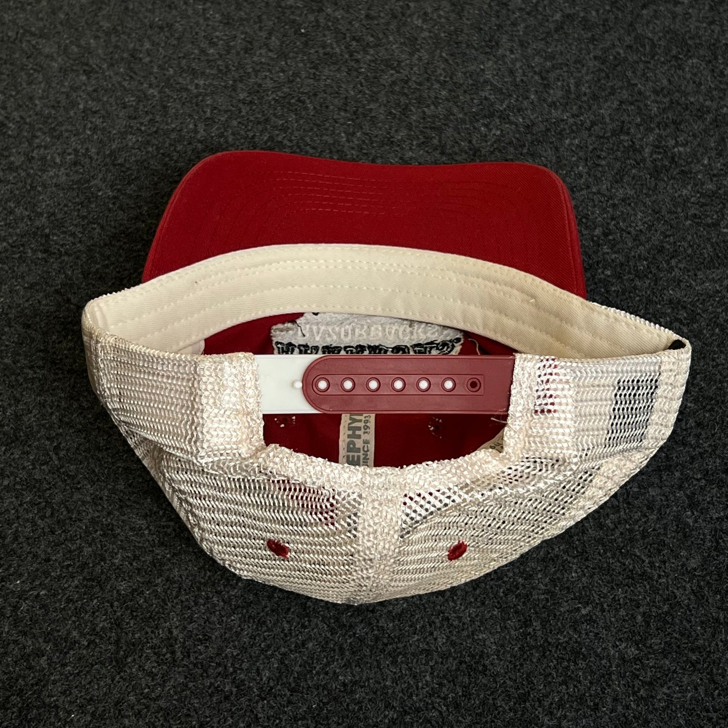 Arkansas Razorbacks Mesh Trucker Cap – Red & White Mesh (Distressed)