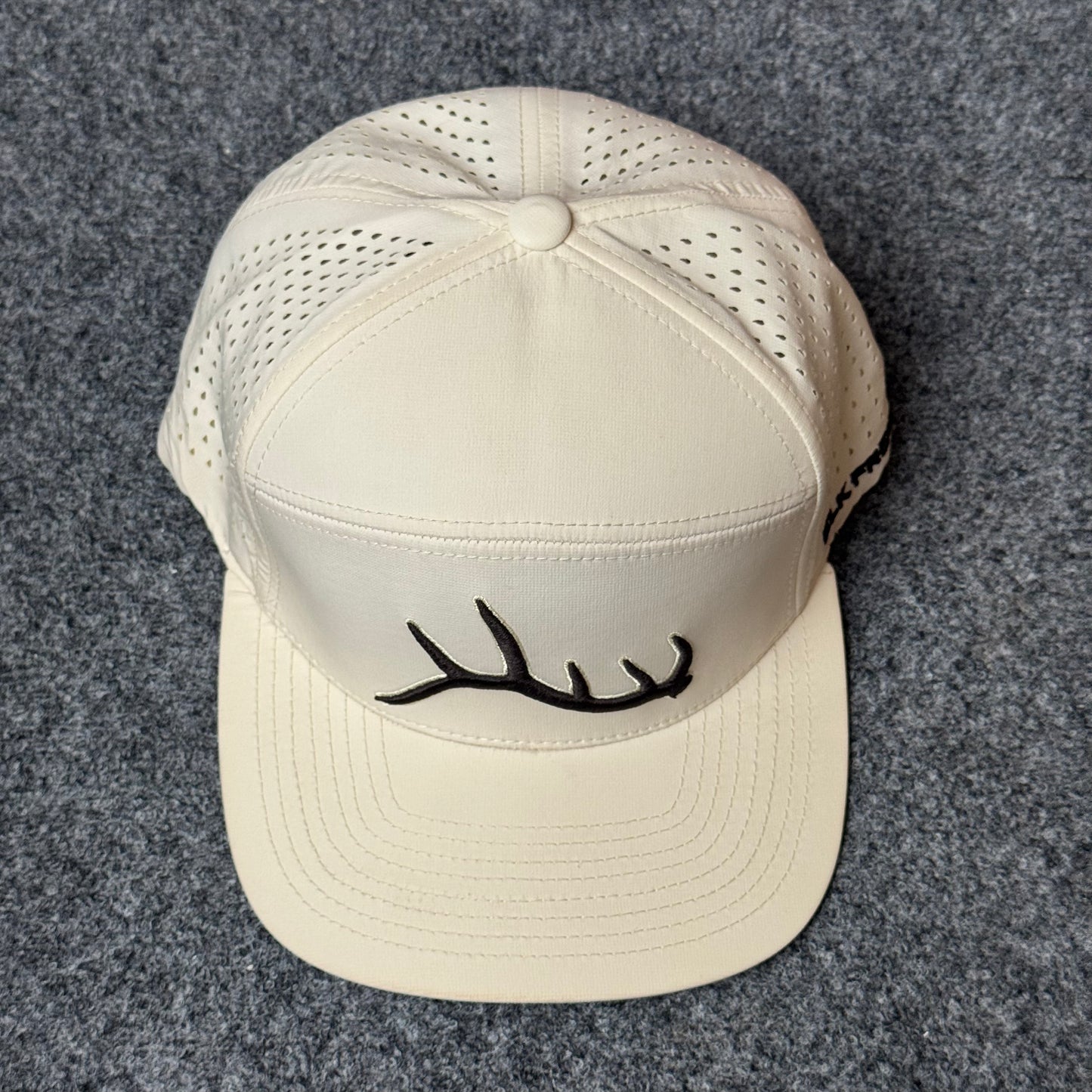 Cream and Black Single Antler Performance Cap