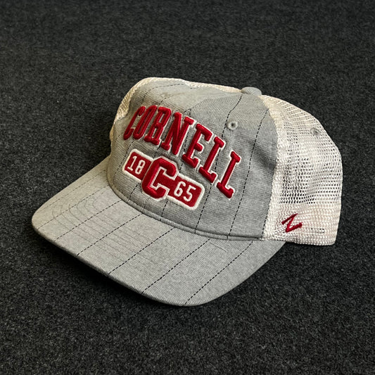 Cornell University Mesh Trucker Cap – Heather Gray & White Mesh (Red Embroidery)