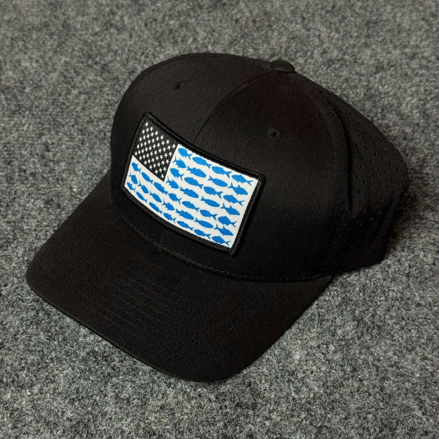 Columbia Unisex PFG Fish Flag Mesh Ball Cap (in the Black/Graphite colorway)