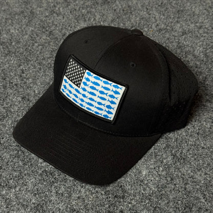 Columbia Unisex PFG Fish Flag Mesh Ball Cap (in the Black/Graphite colorway)