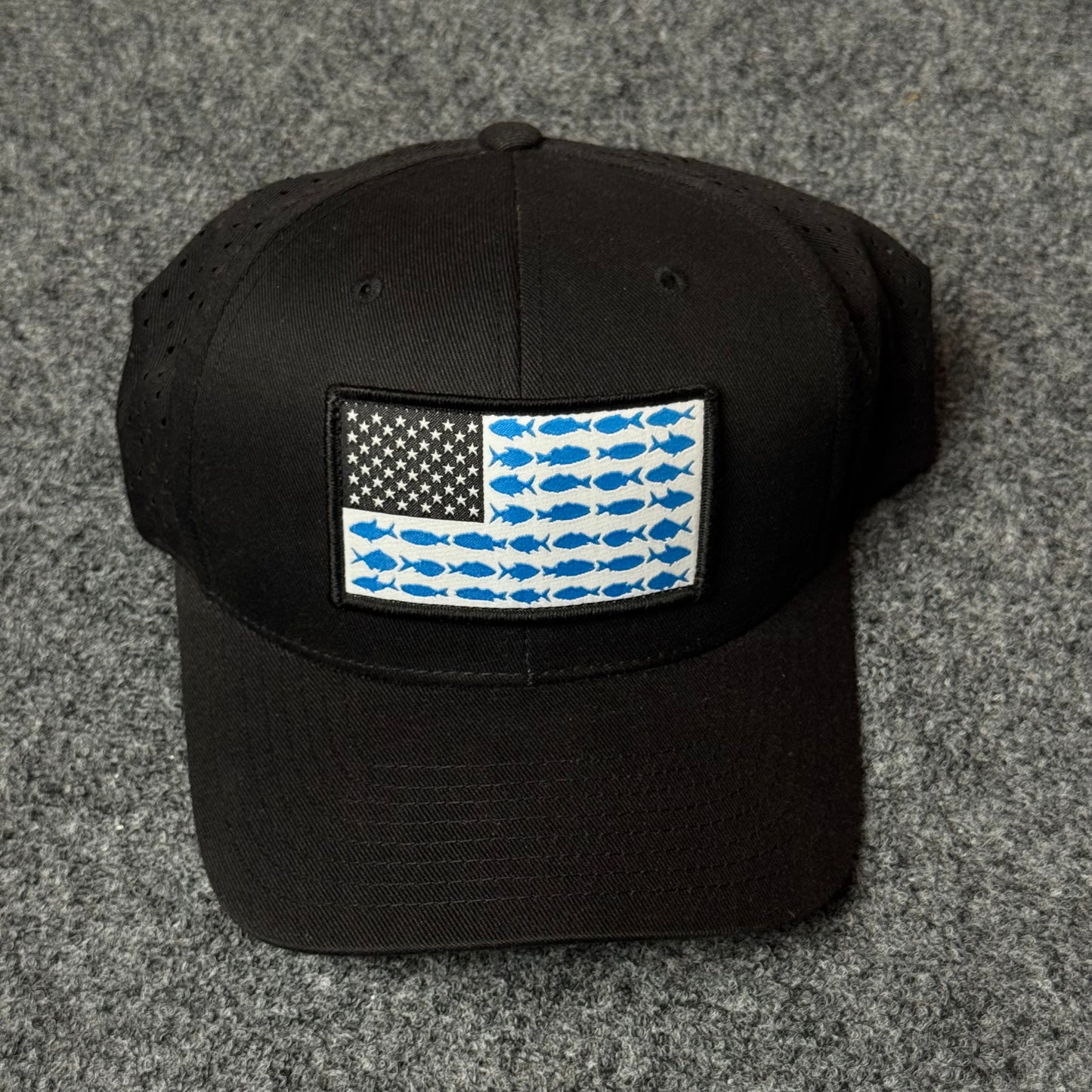Columbia Unisex PFG Fish Flag Mesh Ball Cap (in the Black/Graphite colorway)