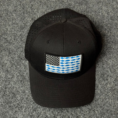 Columbia Unisex PFG Fish Flag Mesh Ball Cap (in the Black/Graphite colorway)