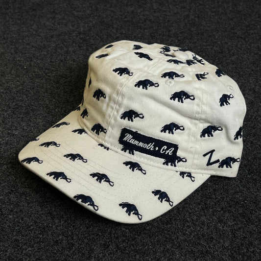 Unstructured Cadet Cap – Cream with Navy Mammoth Pattern (“Mammoth, CA” Patch)
