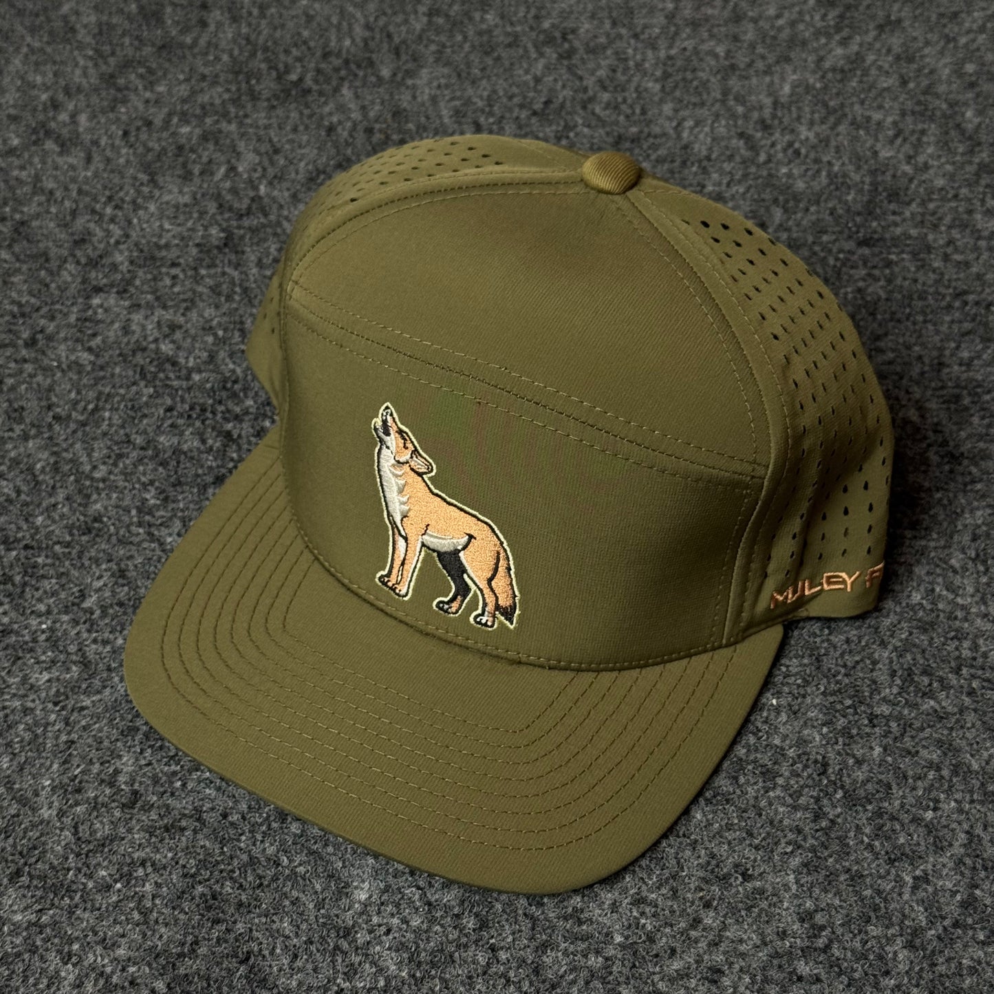 Olive Green and Coyote Howling Wolf Performance Cap