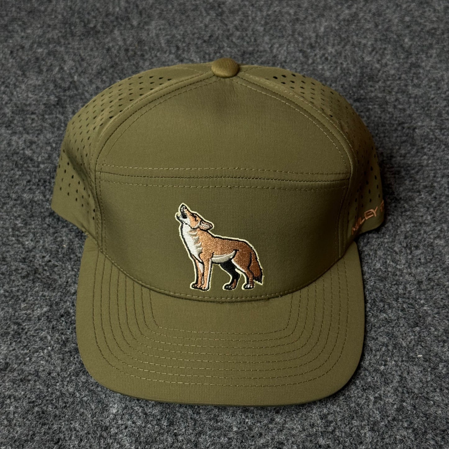 Olive Green and Coyote Howling Wolf Performance Cap
