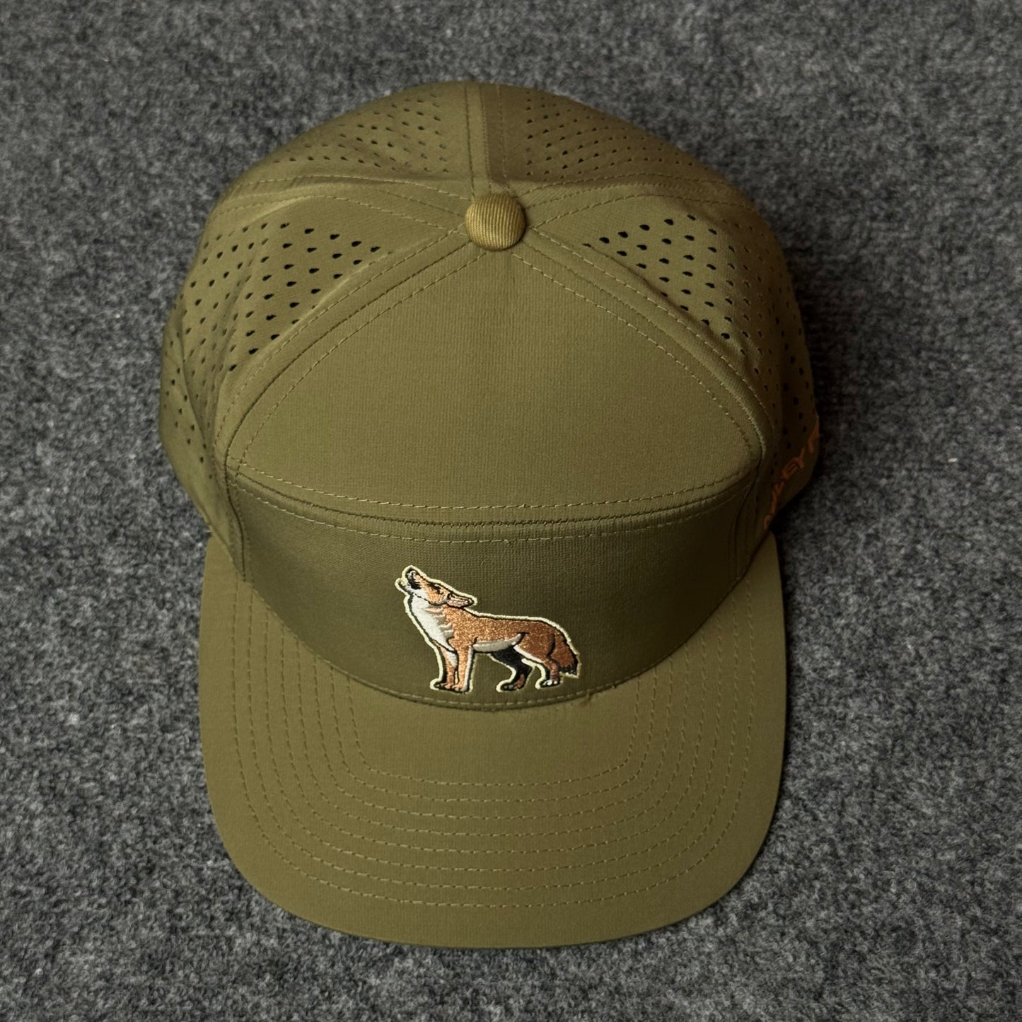 Olive Green and Coyote Howling Wolf Performance Cap