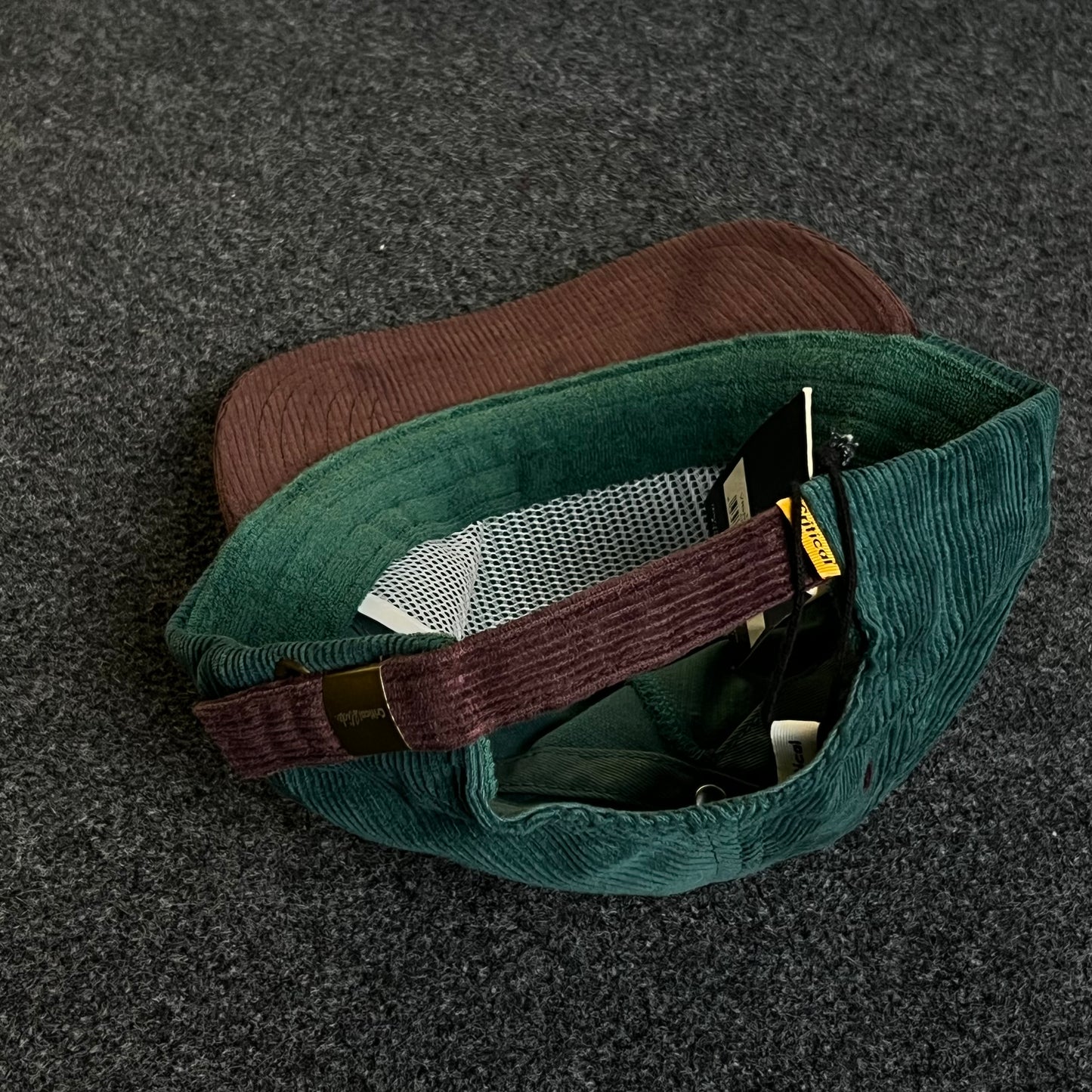 Unstructured Corduroy Dad Cap – Forest Green & Brown (“Critical Slide” Patch)