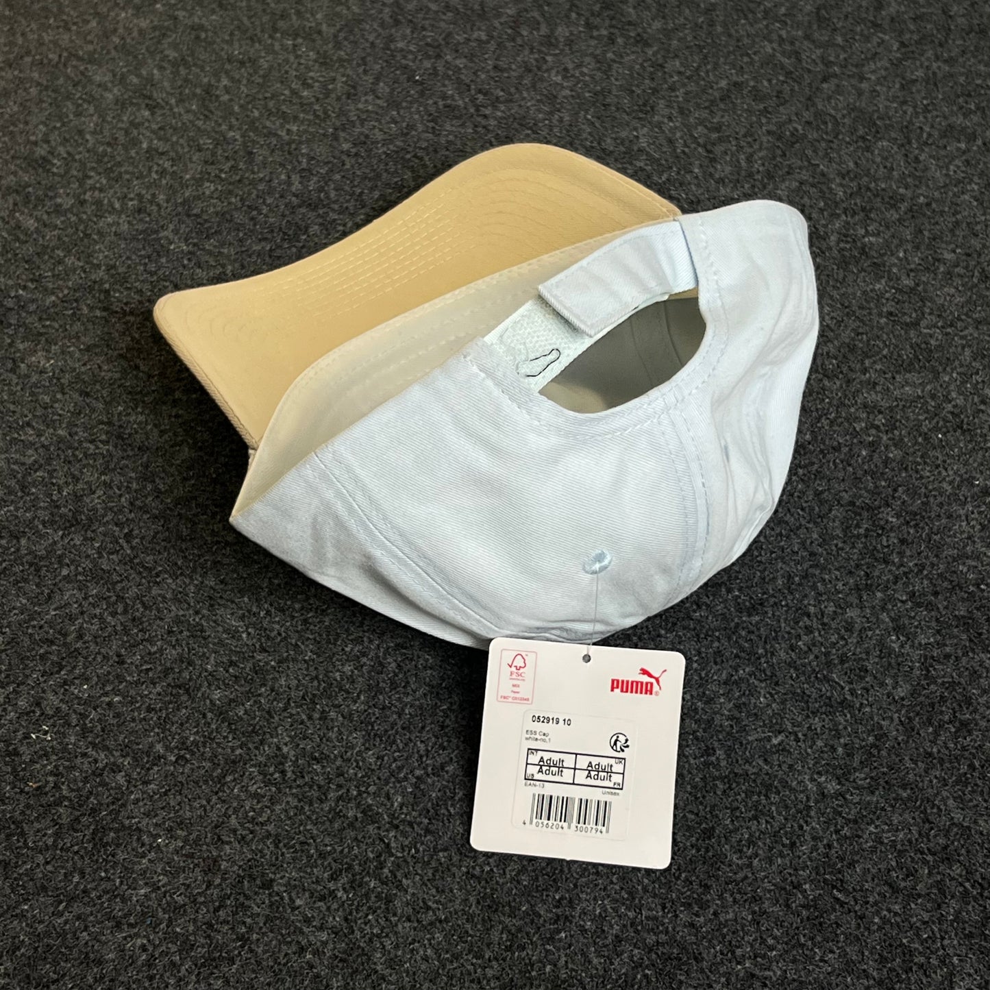 PUMA Unstructured Dad Cap – White & Beige (Black Jumping Cat Logo)
