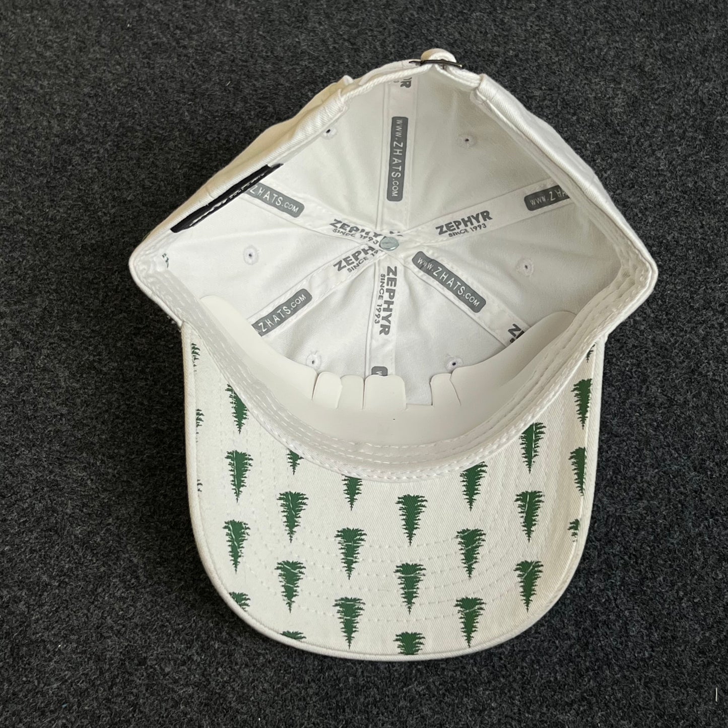 Unstructured Dad Cap – White “Maine” Script (Green Puff Embroidery)