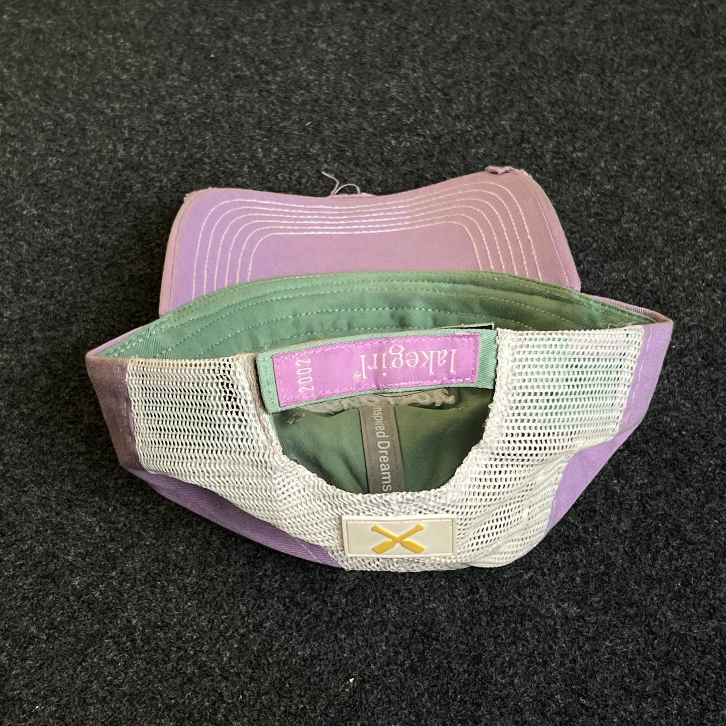 Unstructured Dad Cap – Mint Green & Lavender “Forever LAKE GIRL” (Distressed)