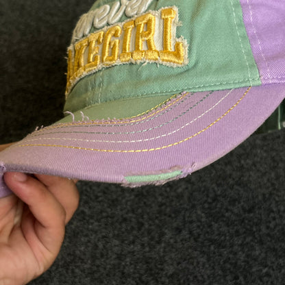 Unstructured Dad Cap – Mint Green & Lavender “Forever LAKE GIRL” (Distressed)