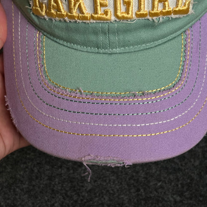 Unstructured Dad Cap – Mint Green & Lavender “Forever LAKE GIRL” (Distressed)