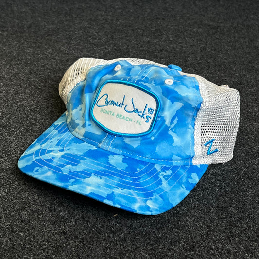 Mesh Trucker Cap – Blue Tie-Dye & White Mesh (Script Patch)