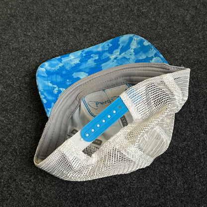 Mesh Trucker Cap – Blue Tie-Dye & White Mesh (Script Patch)