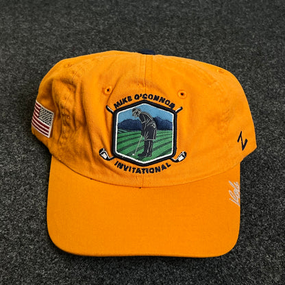 Unstructured Dad Cap – Gold “Mike O’Donnell Invitational” (Signature Brim)