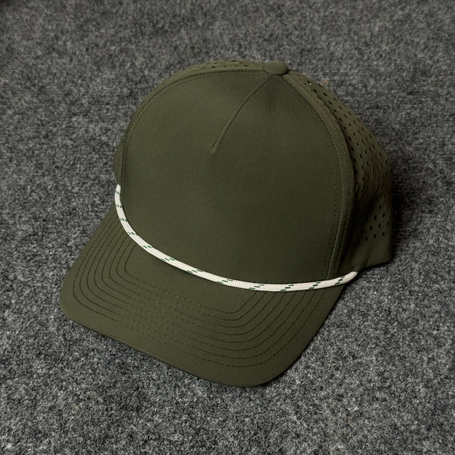 Blank Richardson 355 Laser Perf Performance Rope Cap (in the Loden / OD Green colorway)