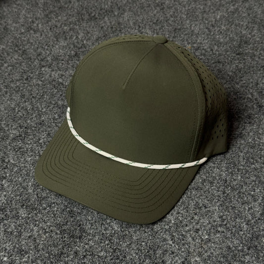 Blank Richardson 355 Laser Perf Performance Rope Cap (in the Loden / OD Green colorway)