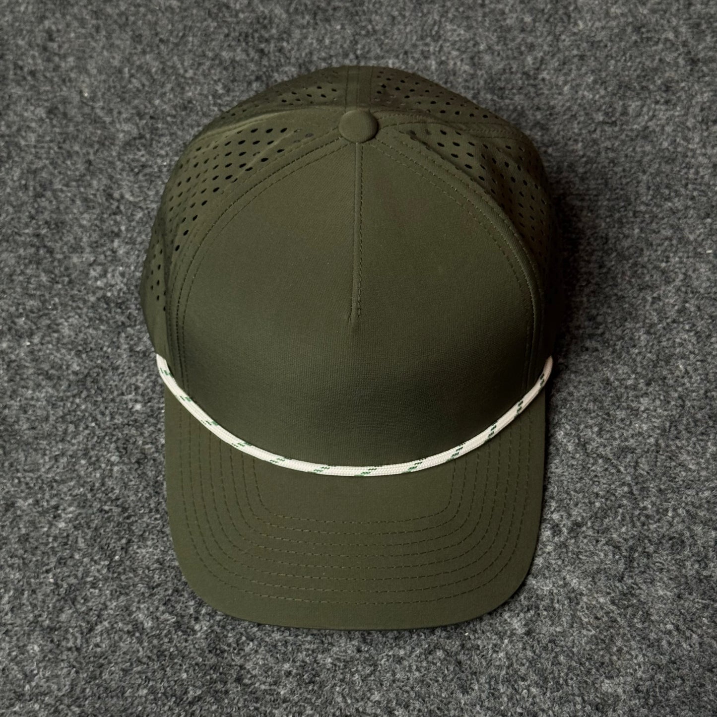 Blank Richardson 355 Laser Perf Performance Rope Cap (in the Loden / OD Green colorway)