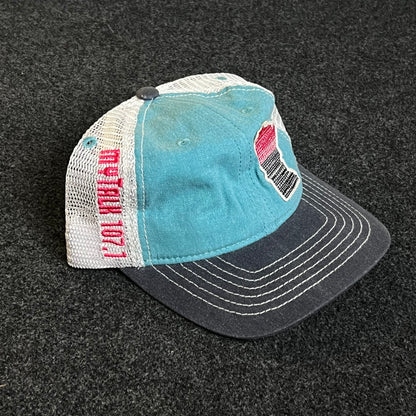 Mesh Trucker Cap – Teal, Gray & White Mesh (Frayed Minnesota Patch)