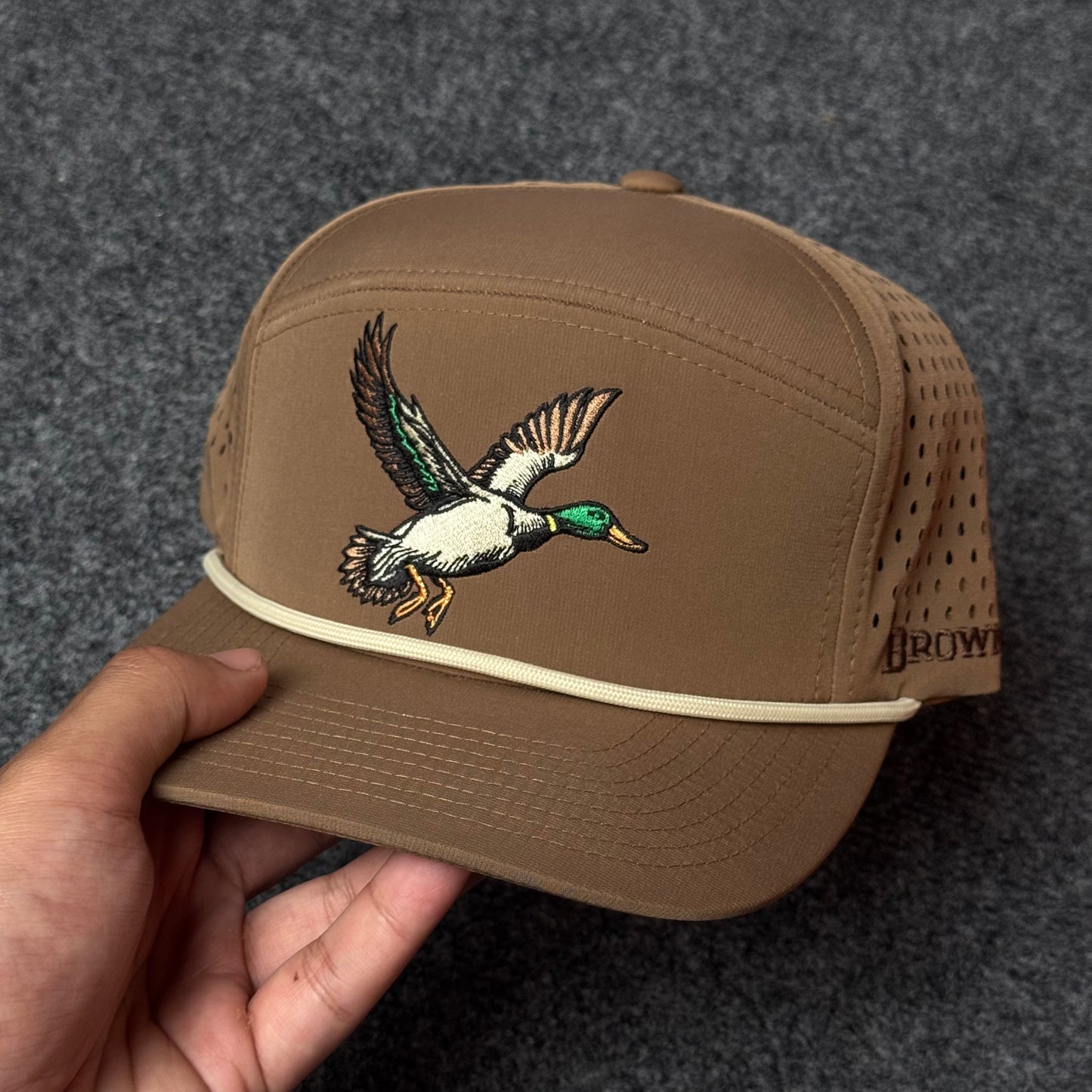 Brown and Cream Flying Duck Performance Rope Cap