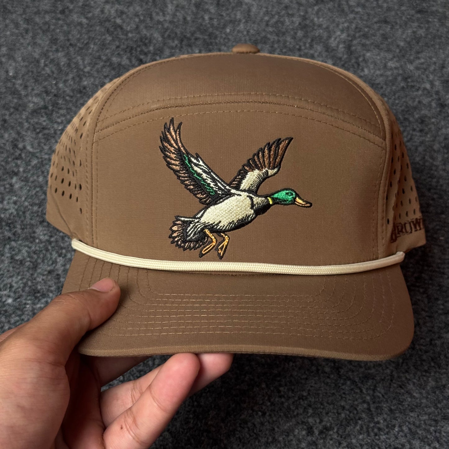 Brown and Cream Flying Duck Performance Rope Cap