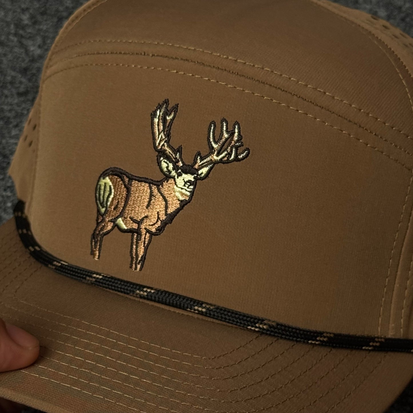 Tan and Black Mule Deer Performance Rope Cap