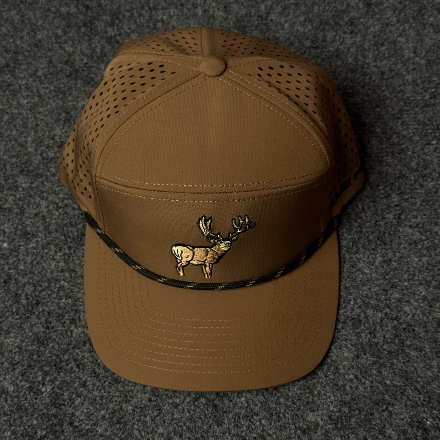 Tan and Black Mule Deer Performance Rope Cap