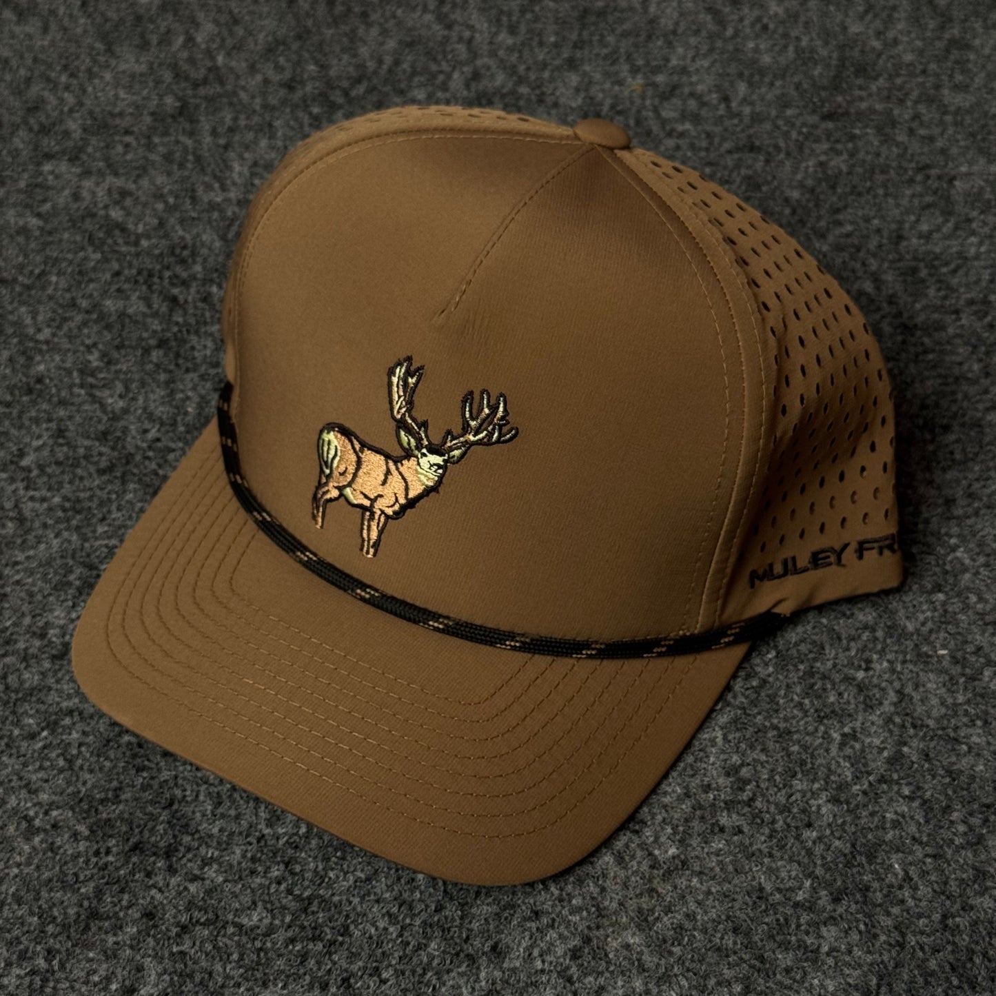 Muley Freak PRO Legend Buck Rope Trucker Cap (in the Brown colorway)