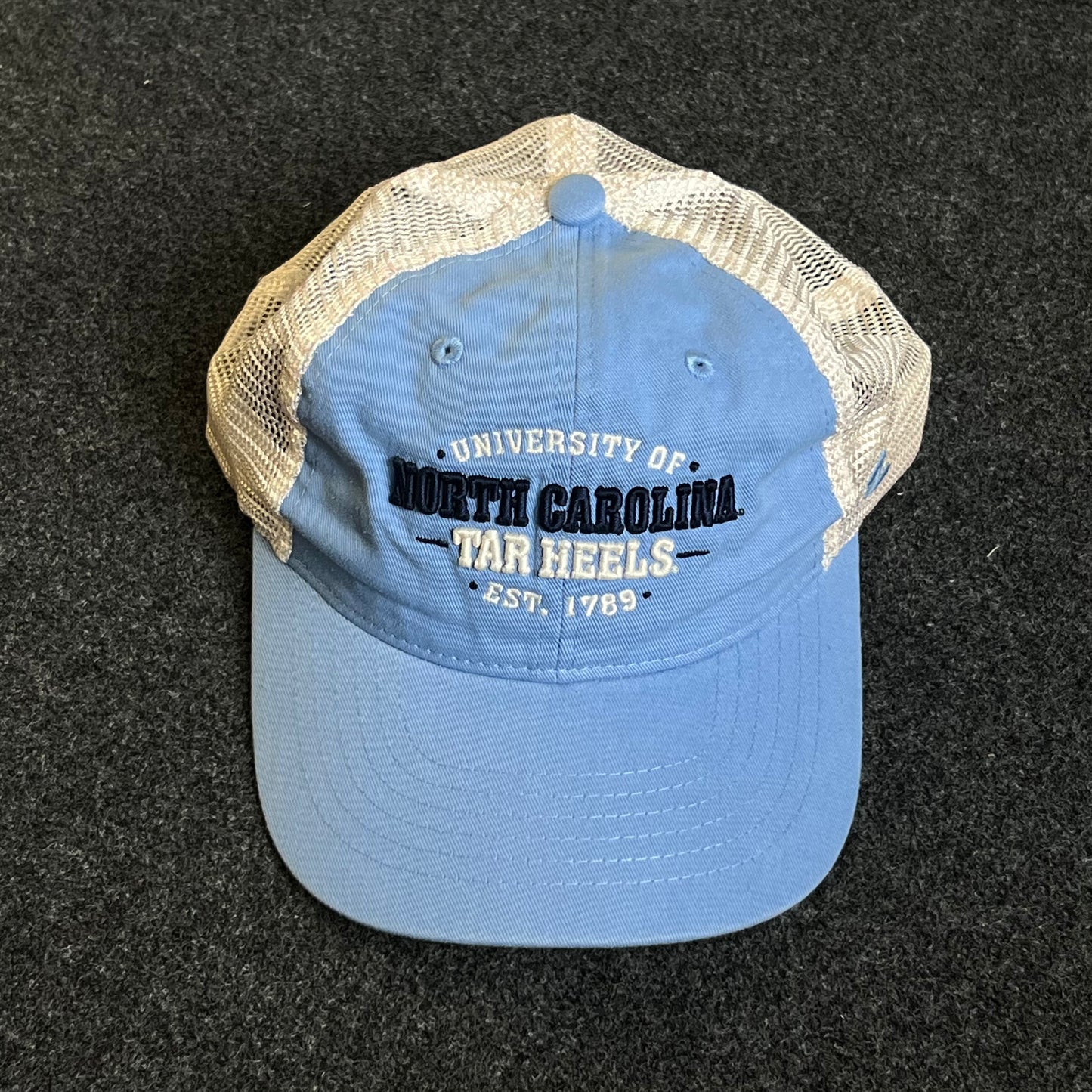 UNC Tar Heels Mesh Trucker Cap – Carolina Blue & White Mesh (Distressed)