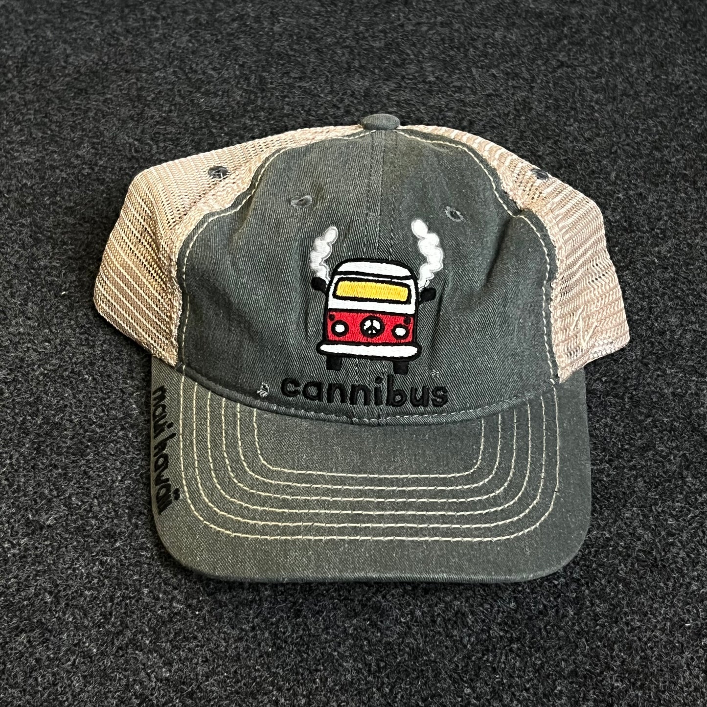 Mesh Trucker Cap – Sage Green & Khaki Mesh (“cannibus” Van Patch)